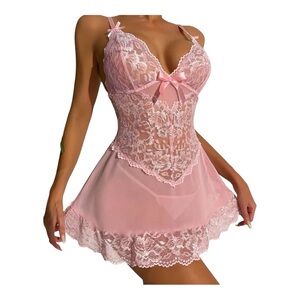 - Pink babydoll nightie sz M Bust: apx 35.5-37”